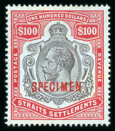 Stamp of Malaysia » Straits Settlements 1912-23 KGV Wmk Mult Crown CA $100 overprinted SPECIMEN