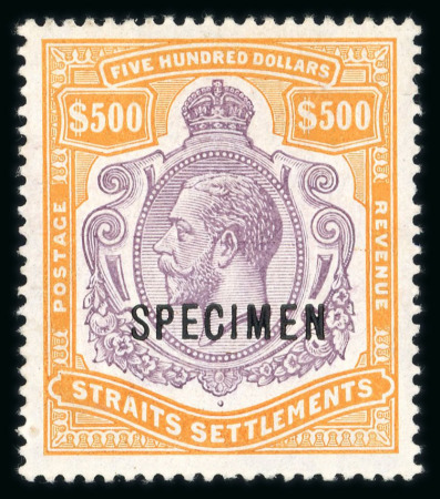 Stamp of Malaysia » Straits Settlements 1912-23 KGV Wmk Mult Crown CA $500 overprinted SPECIMEN