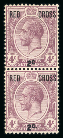 Stamp of Malaysia » Straits Settlements 1917 Red Cross 4c + 2c without stop pair