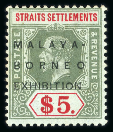 Stamp of Malaysia » Straits Settlements 1922 Malaya Borneo Exhibition $5 no stop variety