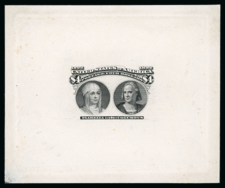 Stamp of United States » 1893 Columbus Issue 1893 Columbus $4 die proof in black on carton paper