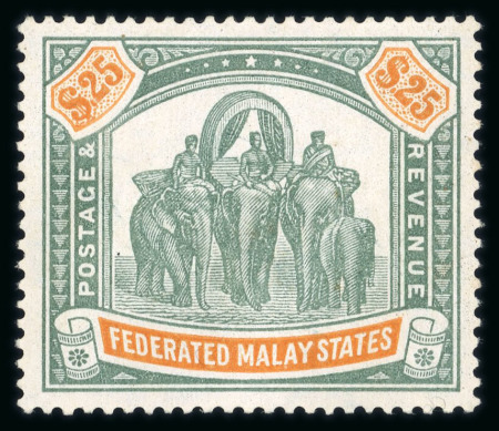 Stamp of Malaysia » Federated Malay States 1922-34 $25 green and orange, well centred hinged mint