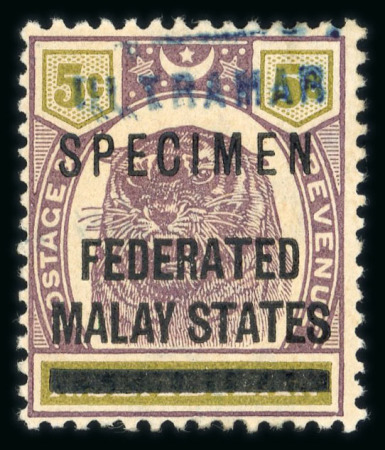 Stamp of Malaysia » Federated Malay States 1900 5c 20 50c Specimen ovpt and Ultramar hs