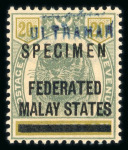Stamp of Malaysia » Federated Malay States 1900 5c 20 50c Specimen ovpt and Ultramar hs