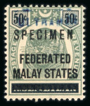 Stamp of Malaysia » Federated Malay States 1900 5c 20 50c Specimen ovpt and Ultramar hs