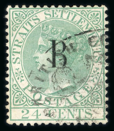 Stamp of British P.O. in Siam (Bangkok) » Stamps » Type II 1882-85 Type II 24c green, used with part British consular cancel