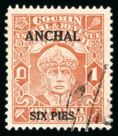 Stamp of Indian States » Cochin 1942-44 6p on 1a (Type 22). Very fine used (S.G. GBP