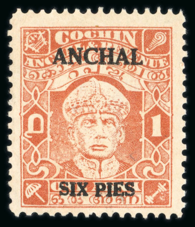 Stamp of Indian States » Cochin 1942-44 6p on 1a with type 22 surcharge, unused