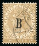 Stamp of British P.O. in Siam (Bangkok) 1882-85 B overprint accumulation