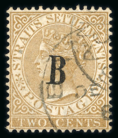 Stamp of British P.O. in Siam (Bangkok) 1882-85 B overprint accumulation