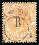 Stamp of British P.O. in Siam (Bangkok) 1882-85 B overprint accumulation