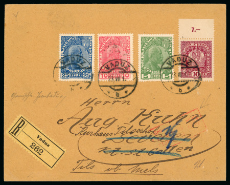 Stamp of Liechtenstein 1895-1920 AUSTRIA USED IN LIECHTENSTEIN: Group of 24 covers on exhibition pages