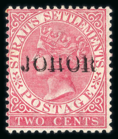 Stamp of Malaysia » Malaysian States » Johor 1884-91 2c rose overprint type 10 showing a clear doubling, mint