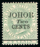 Stamp of Malaysia » Malaysian States » Johor 1891 2c on 24c green overprint group
