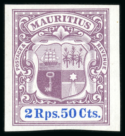 Stamp of Mauritius » 1900-05 Arms Issue (SG 138-155) 1900-05 Arms Issue 2r.50 imperforate colour trial in dull purple and ultramarine