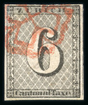 Stamp of Switzerland / Schweiz » Sammlungen 1843-1850, kleine Steckkarte mit 4 Kantonalmarken