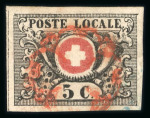 Stamp of Switzerland / Schweiz » Sammlungen 1843-1850, kleine Steckkarte mit 4 Kantonalmarken