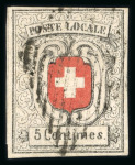 Stamp of Switzerland / Schweiz » Sammlungen 1843-1850, kleine Steckkarte mit 4 Kantonalmarken