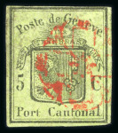 Stamp of Switzerland / Schweiz » Sammlungen 1843-1850, kleine Steckkarte mit 4 Kantonalmarken