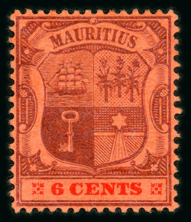 Stamp of Mauritius » 1900-05 Arms Issue (SG 138-155) 1900-05 6c. purple and carmine on red, variety watermark sideways to right, mint