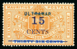 Stamp of Mauritius » 1883-91 Surcharges, Arms & Jubilee Issues (SG 112-35, 137) 15c. on 36c. orange and ultramarine handstamped "ultramar"