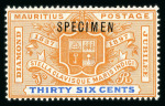 Stamp of Mauritius » 1883-91 Surcharges, Arms & Jubilee Issues (SG 112-35, 137) 15c. on 36c. orange and ultramarine handstamped "ultramar"