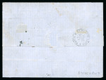 Stamp of Bulgaria » Austrian Levant Post Offices 1872 Bulgaria Austrian Levant Folded lettersheet fkd 10so + 25so pmk boxed LETTERE ARRIVATE PER MARE VARNA 7.9.72