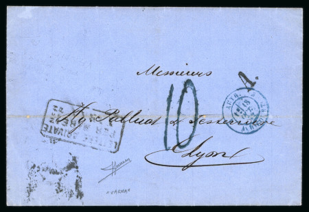 Stamp of Austria » Austrian Levant 1872 AUSTRIAN LEVANT BULGARIA so-called "Portobrief" (stampless folded letter) from Cospoli bearing LETTERE ARRIVATE PER MARE VARNA to Lyon