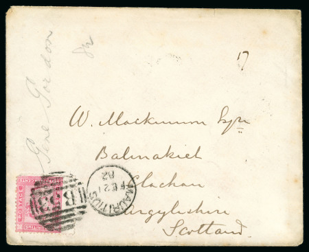 Stamp of Mauritius » 1879-80 De La Rue Watermark CC (SG 92-100) 1879-80 17c rose, on 1882 (Mar. 21) envelope to Scotland