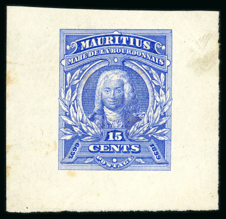Stamp of Mauritius » 1899 Birth Bicentenary of la Bourdonnais (SG 136) 1899 La Bourdonnais, die proof in issued ultramarine