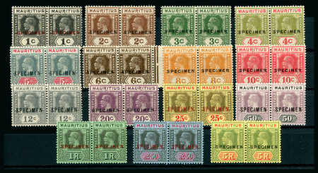 Stamp of Mauritius » Later Issues 1921-34 1c. to 5r. fifteen values in horizontal pairs overprinted "SPECIMEN"