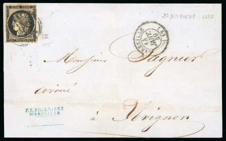 Stamp of France » Lettres Classiques 1849, Lettre Cérès 20c noir oblitérée du 14 janvier 1849