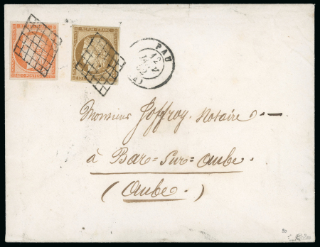 Stamp of France » Lettres Classiques 1852, Lettre de Pau à Bar sur Aube affranchie Cérès n°1 + 5