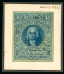 Stamp of Mauritius » 1899 Birth Bicentenary of la Bourdonnais (SG 136) 1899 (13 Dec.) Mahé de la Bourdonnais, two 15c. De La Rue copper plate stamp size composite essays
