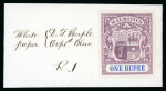 Stamp of Mauritius » 1900-05 Arms Issue (SG 138-155) 1900-05 Arms issue, 7 large arms imperforate colour trials in various denominations and colours each affixed to single piece of De La Rue appendix sheet,