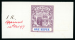 Stamp of Mauritius » 1900-05 Arms Issue (SG 138-155) 1900-05 Arms issue, 7 large arms imperforate colour trials in various denominations and colours each affixed to single piece of De La Rue appendix sheet,