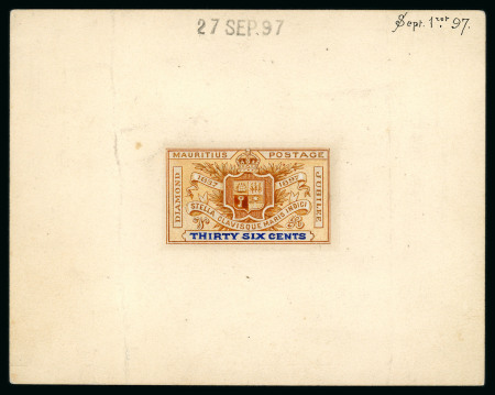Stamp of Mauritius » 1883-91 Surcharges, Arms & Jubilee Issues (SG 112-35, 137) 1898 Diamond Jubilee, a stunning hand painted essay