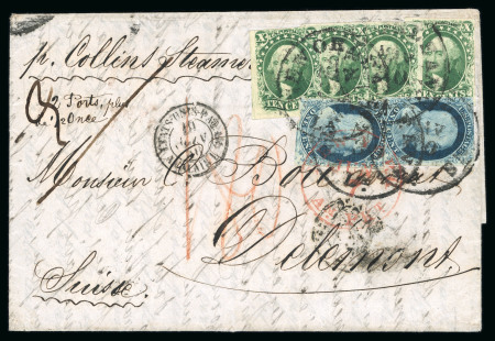 Stamp of United States » 1851-57 Issue 1856 pair entires to Switzerland
