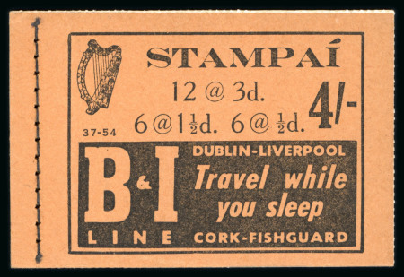 Stamp of Ireland » Booklets 1955-56 4s black on buff cover, two unexploded complete