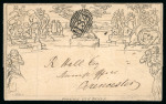 Stamp of Great Britain » Collections 1840-1948 collection pages in album with a printed 1d Mulready lettersheet with 1844 numeral, etc.