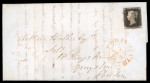 Stamp of Great Britain » Collections 1840-1948 collection pages in album with a printed 1d Mulready lettersheet with 1844 numeral, etc.