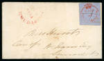 Stamp of Bermuda 1861 Perot's Second Issue Postmaster's Provisional (1d) carmine-red on cover