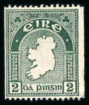 Stamp of Ireland » Definitives The unique 1922 SE 2d blue-green, experimental coil, perf. 15 x imperf, unused with the Flange Flaw