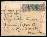 Stamp of Ireland » Postal History (Arranged alphabetically by County) 1901 Embossed envelope from Turner's Hotel Cork bearing unusual and rare 2-line "COIN LETTER/FEE and FINE" hs