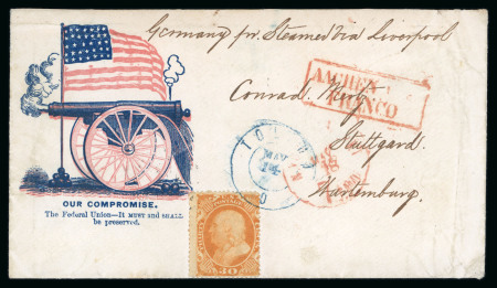 Stamp of United States » 1857-61 Issue 1861 PATRIOTIC COVER franked by 1860 30c orange