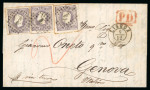 Stamp of Portugal 1867, two very attractive covers from Lisboa to Genova covers in superb condition