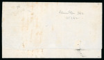 Stamp of Mexico 1856 issue, Tabasco 4 reales carmine, a diagonally bisected example and 4 r. carmine quadrisected example
