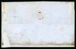 Stamp of Chile 1856/61 10c deep blue 'Estancos' , a used single and vertical strip of three on 1857 cover to Buenos Ayres, Argentina