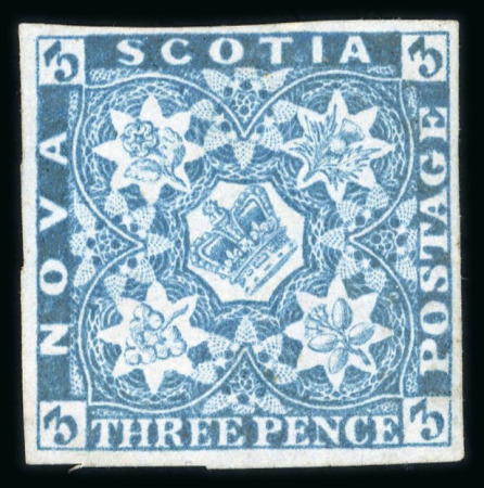 Stamp of Canada » Nova Scotia 1857 3d blue unused, fine to good margins all around