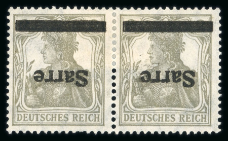 Stamp of Germany » Plebiscite Areas » Saar 1920 2 1/2pfg mint single with the inverted overprint variety and right stamp showing rare broken "e" or "Sarrc" variety